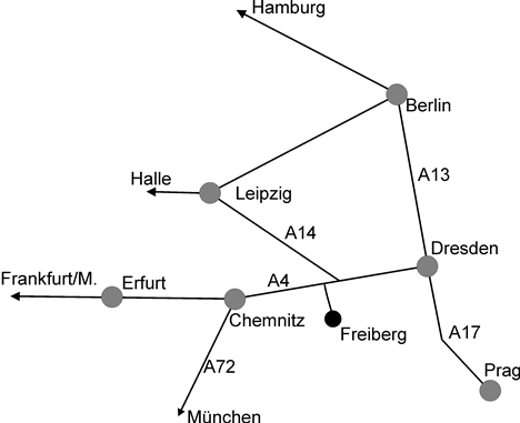 Plan Anfahrt Freiberg